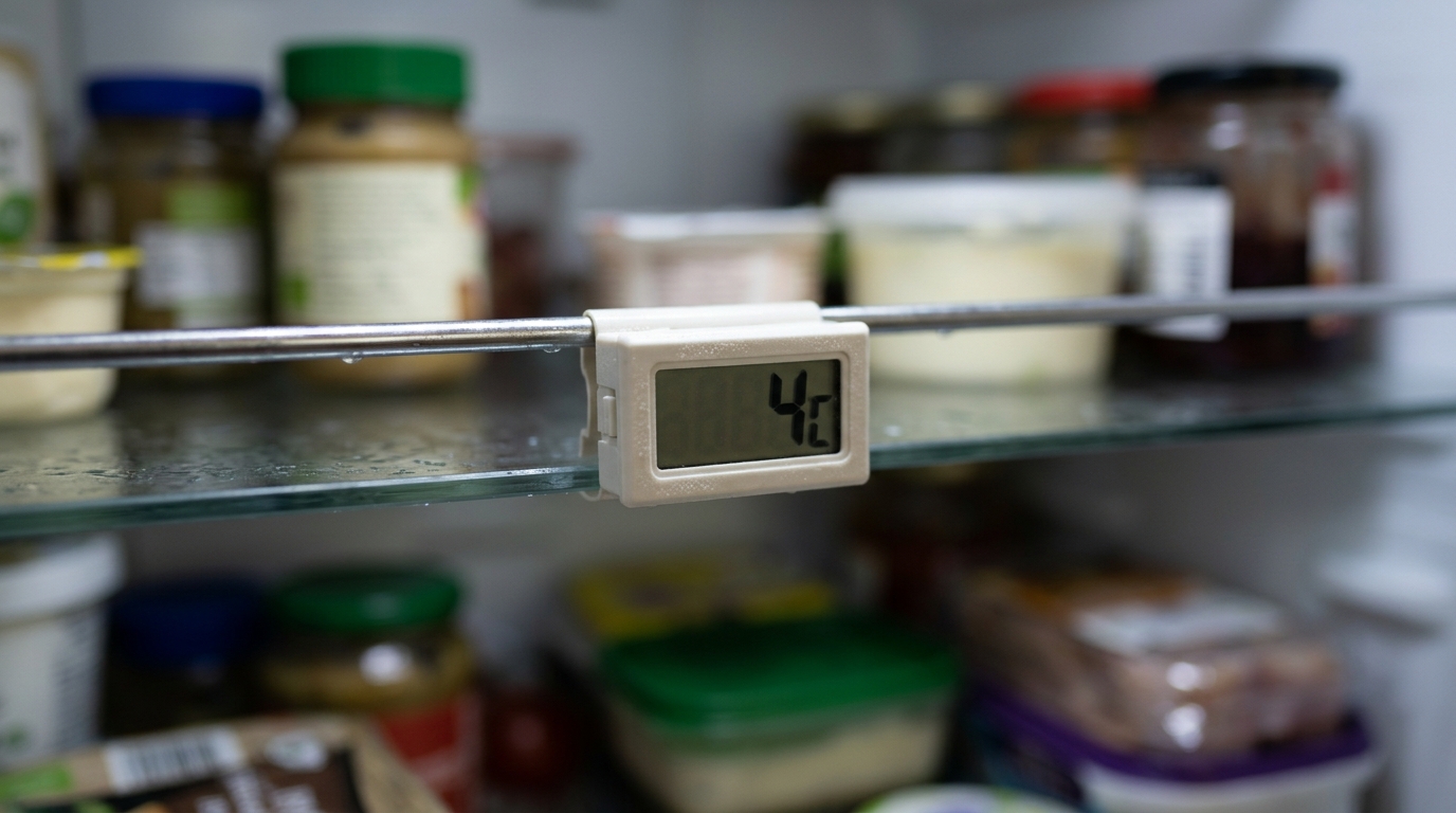 Manter a geladeira na temperatura adequada ajuda a controlar a proliferação bacteriana.