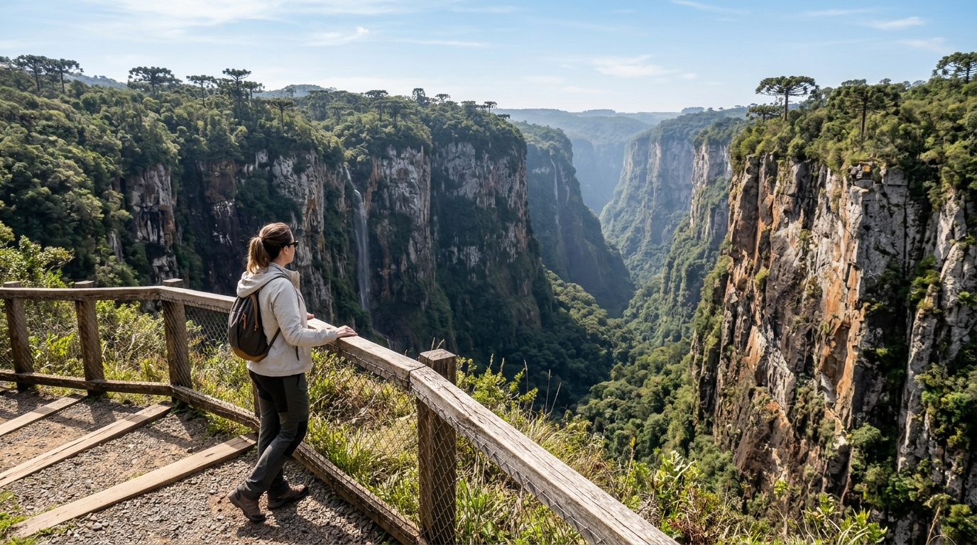A visitação pelos mirantes superiores oferece vistas panorâmicas espetaculares.