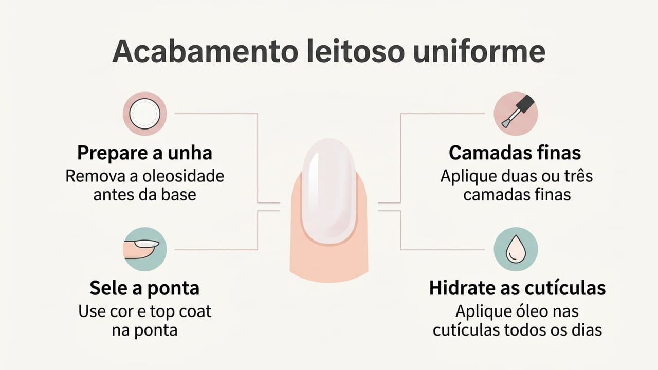 Preparar a unha, aplicar camadas finas e selar as pontas ajuda a manter o acabamento uniforme – Imagem ilustrativa criada por inteligência artificial