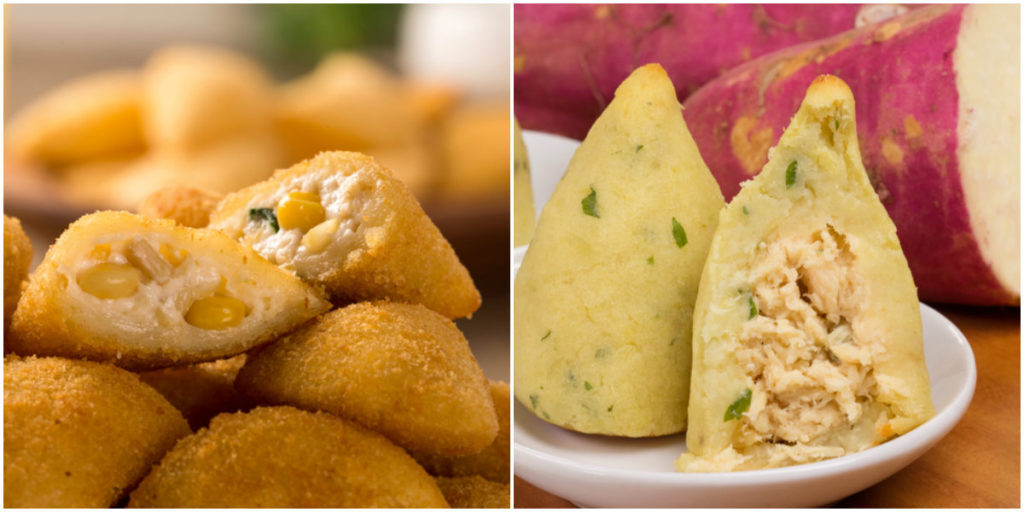 Coxinha de frutas e legumes.