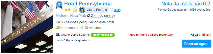 Exemplo: Hotel Pennsylvania em Nova York