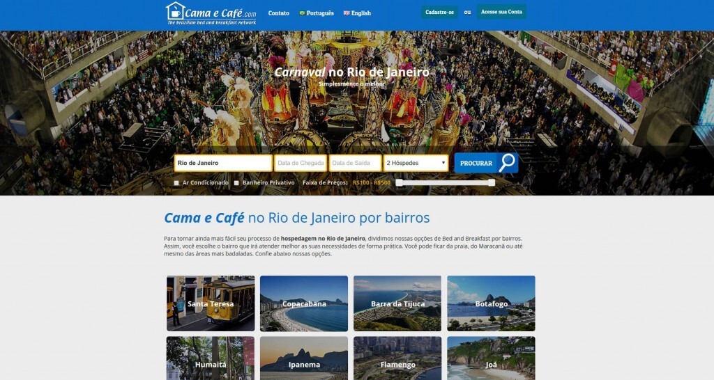 Página do programa Cama e Café do Rio de Janeiro (Foto: Reprodução)