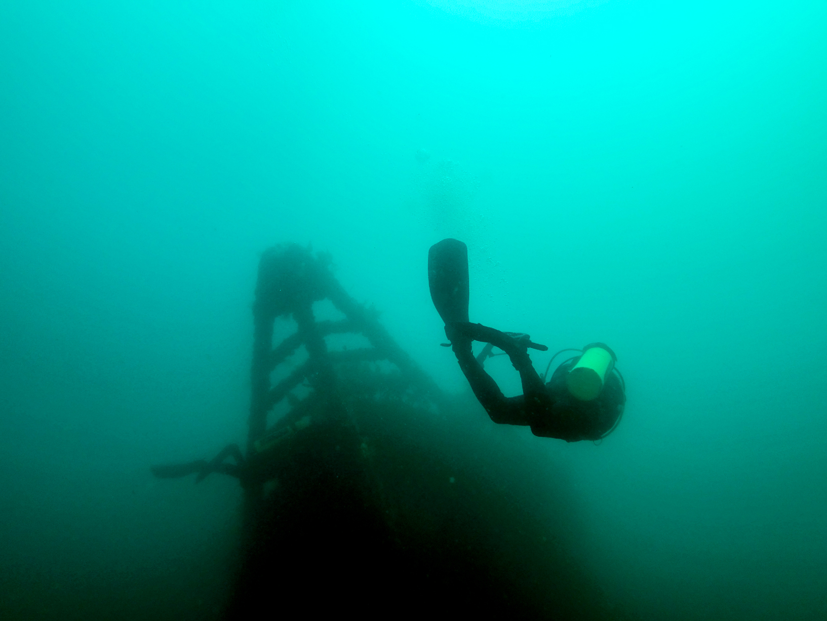 Família Schurmann mergulha nas águas geladas da Nova Zelândia para visitar o Rainbow Warrior, um navio do Greenpeace naufragado em 1985