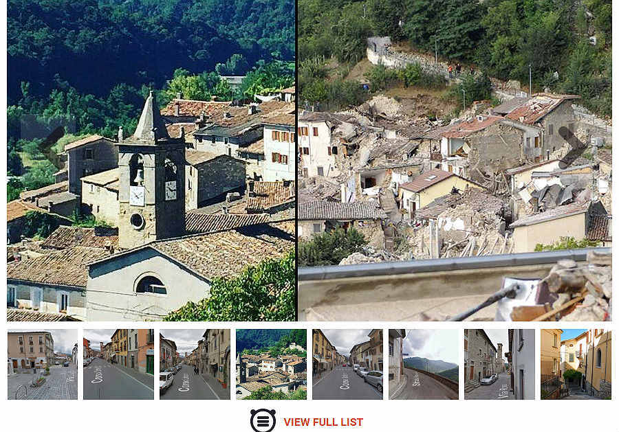 Clique na imagem e veja uma galeria de fotos que mostram a devastação do tremor que atingiu a região central da Itália