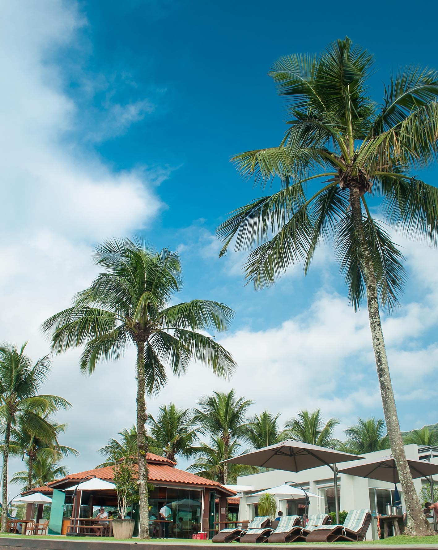 Vista externa do Restaurant La Marina e do jardim do píer da Marinas Nacionais