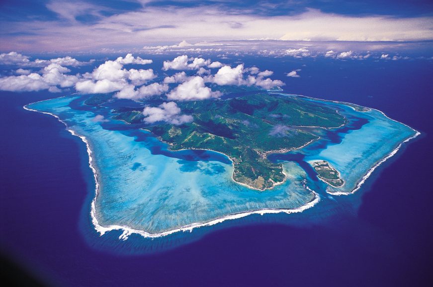 Vista aérea de Huahine, Polinésia Francesa