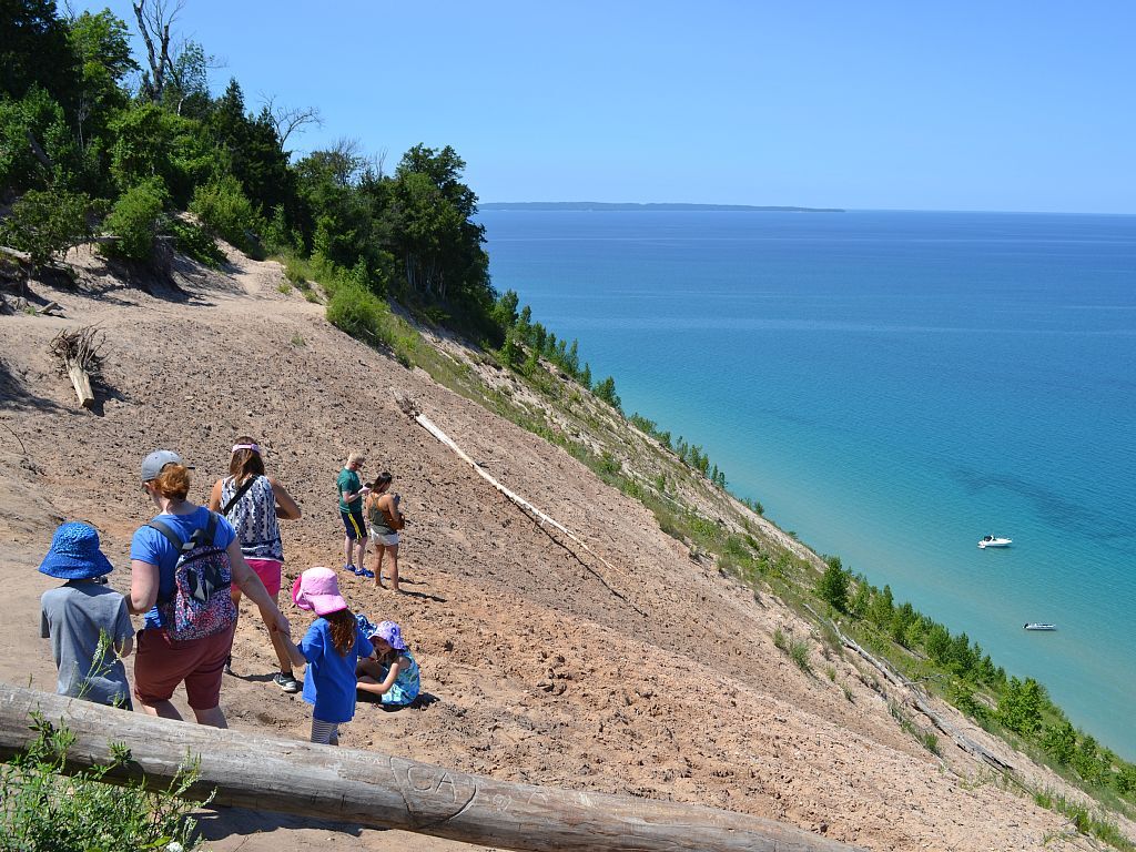 As dunas do Sleeping Bear Point, à beira do lago Michigan, nos Estados Unidos