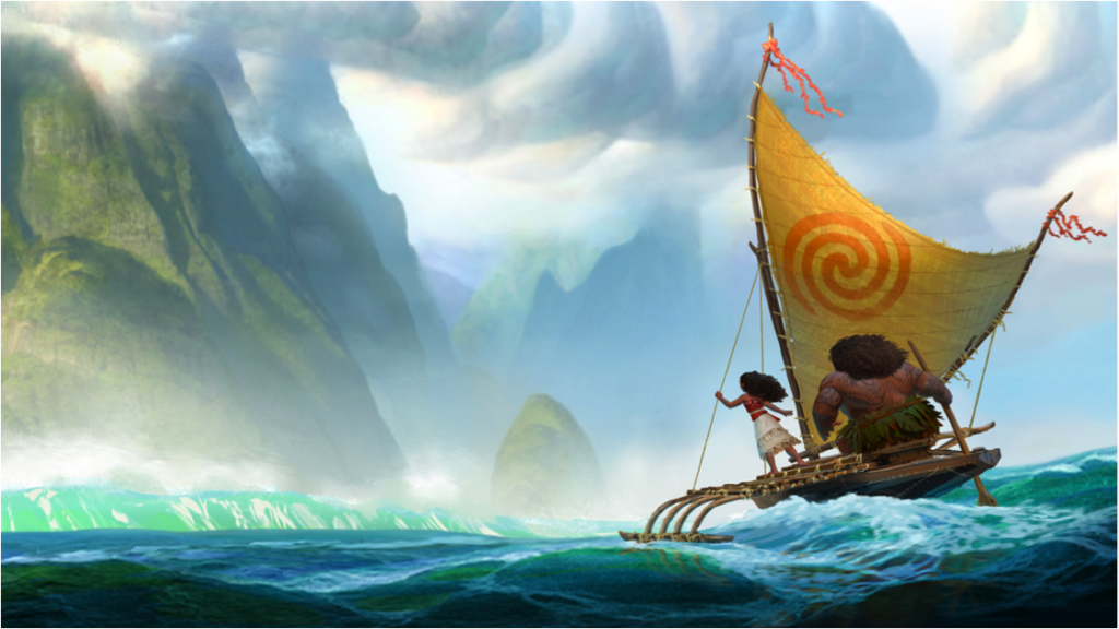 Cena do filme – Moana e Maui na Pirogue