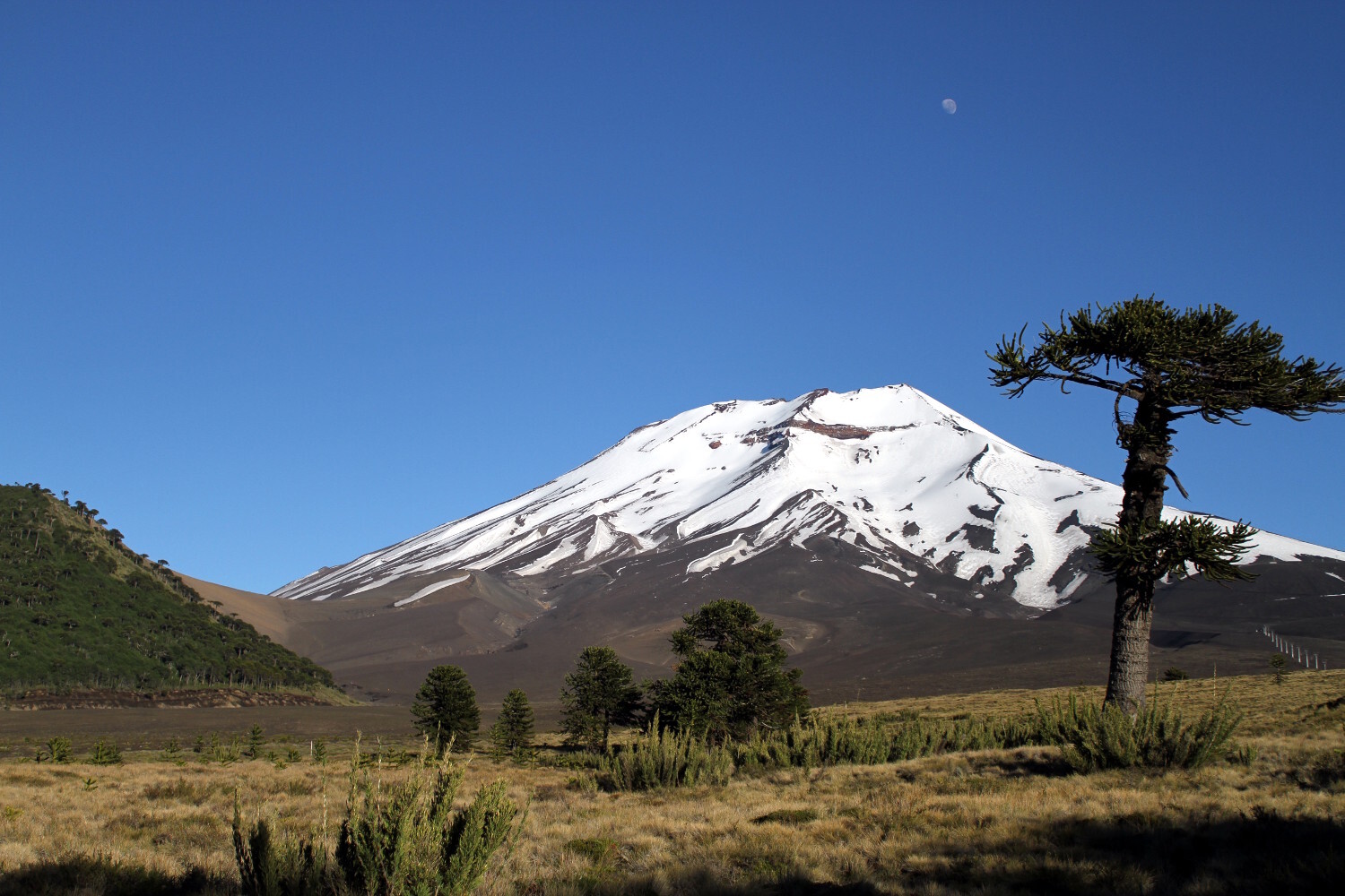 Vulcão Lonquimay, visto da área externa do Corralco Resort de Montaña, no sul do Chile
