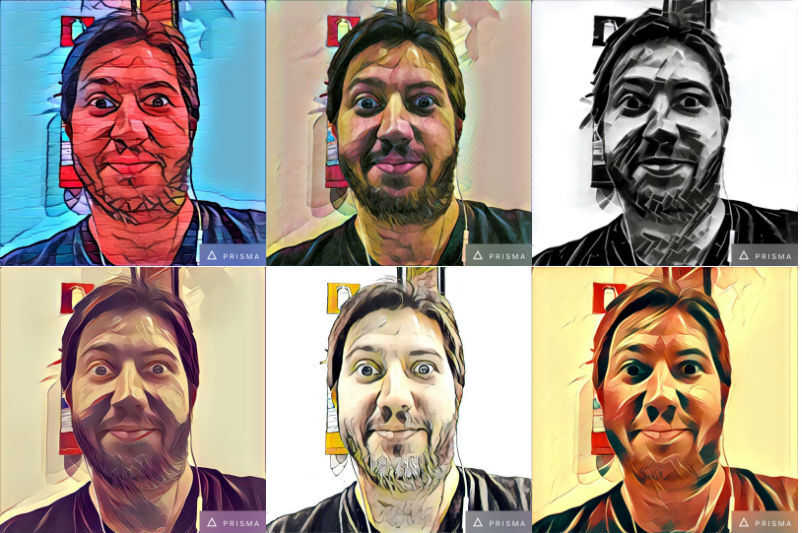 Diversos dos filtros artísticos do Prisma