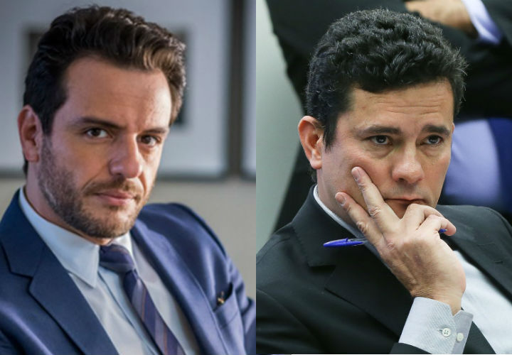 O ator Rodigo Lombarid e o juiz Sérgio Moro.