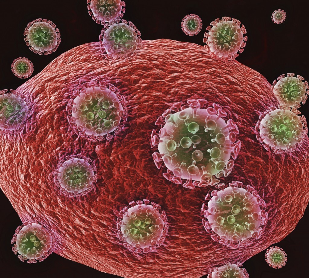 Vírus HIV atacando célula