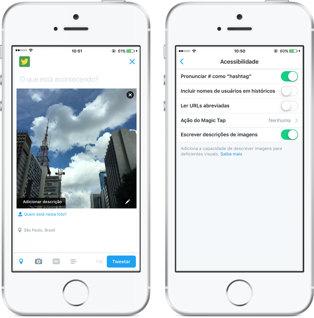 Reprodução de telas do Twitter com nova ferramenta acessível