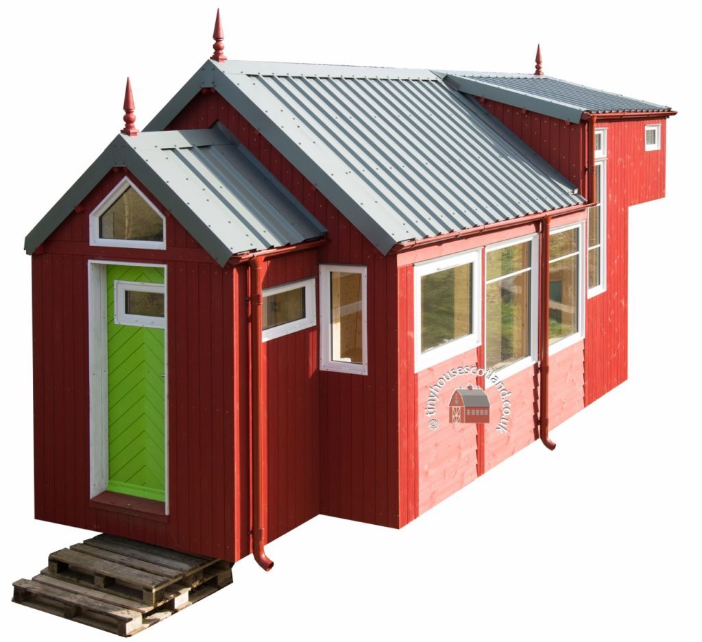 Modelo de casa construída pela Tiny House Scotland