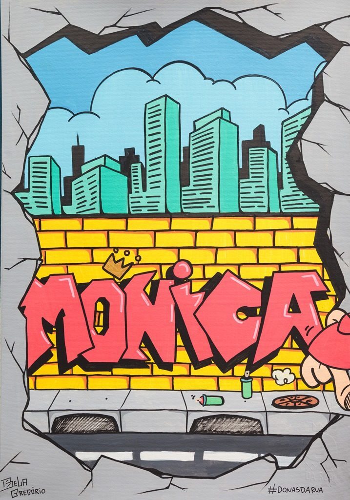 Releitura da personagem Mônica feita pela artista Bela Gregório