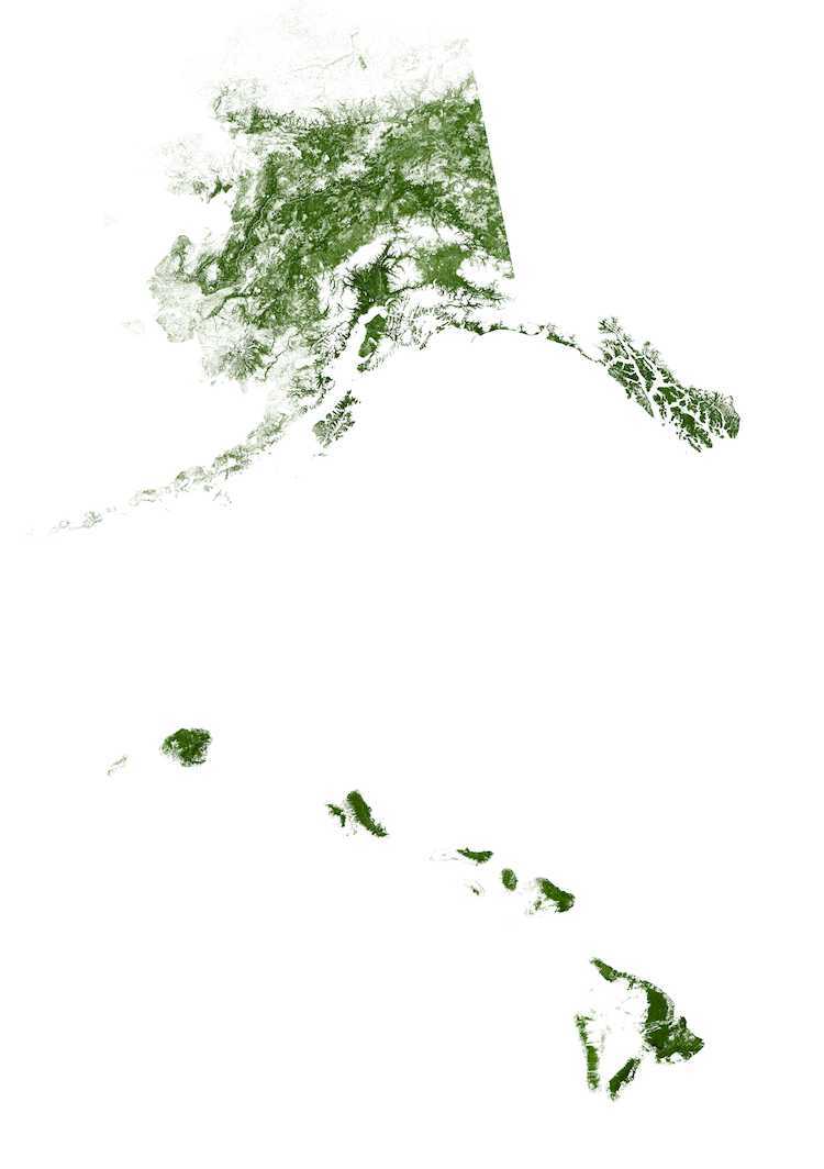 Florestas no Alasca e no Havaí