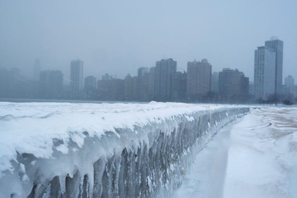 Chicago chegou a registrar temperaturas de -30 ºC, com sensação térmica alcançando -49ºC