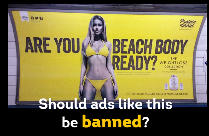 O site AJ+ lançou a pergunta: “anúncios como este (foto) devem ser banidos?”